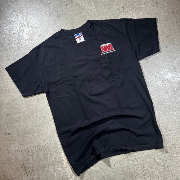 Y2K NWA Pocket T-Shirt Black Workwear T-Shirt Large - Picture 2 of 7